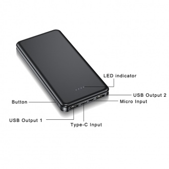 THE BOOSTER - Powerbank 10,000 mAh micro USB i typ C