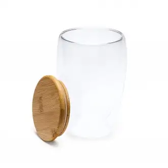 VERTUS - Szklanka 350 ml z bambusową pokrywką
