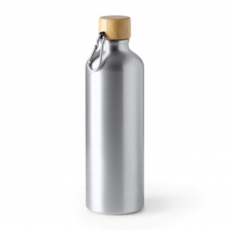 BROLY - Aluminiowa butelka z karabińczykiem i bambusową pokrywką, 800 ml.