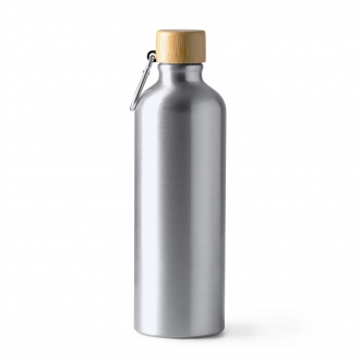 BROLY - Aluminiowa butelka z karabińczykiem i bambusową pokrywką, 800 ml.
