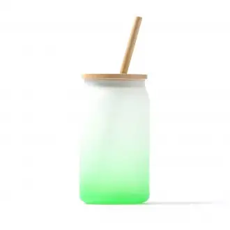 DALBY - Kubek ze szkła borokrzemianowego, bambusowa pokrywka i słomka, 350 ml.