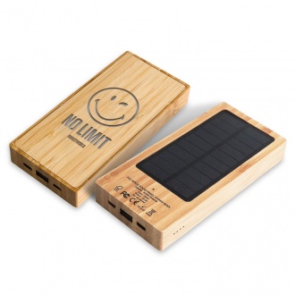 WOODZ SUNNY - Bambusowy powerbank z panelem solarnym