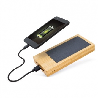 WOODZ SUNNY - Bambusowy powerbank z panelem solarnym