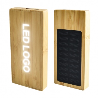 WOODZ SUNNY - Bambusowy powerbank z panelem solarnym