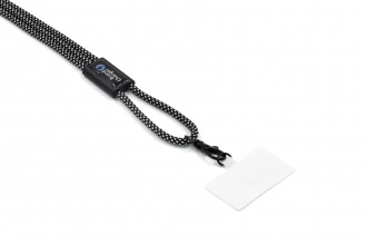 LANY WRISTBAND CHARGE ECO - pasek na nadgarstek do telefonu i kabel 60W USB-C, USB-C z RPET