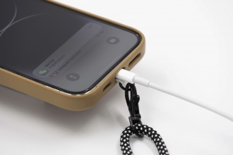 LANY WRISTBAND CHARGE ECO - pasek na nadgarstek do telefonu i kabel 60W USB-C, USB-C z RPET