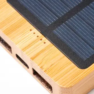 Berkel - Powerbank o pojemności 5000 mAh wykonany z bambusa, zasilany energią słoneczną