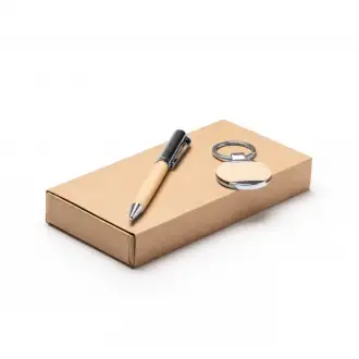 Set Paulov - Długopis i brelok wykonane ze bambusa z metalicznymi detalami. • Set Paulov - Długopis i brelok wykonane ze bambusa z metalicznymi detalami.