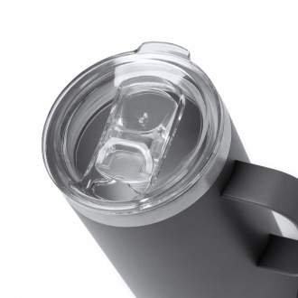 Beyron - Double wall metal glass with cork bottom and transparent safety lid. Capacity: 600 ml. 