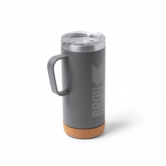 Beyron - Double wall metal glass with cork bottom and transparent safety lid. Capacity: 600 ml. 