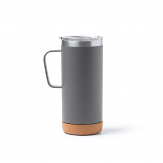 Beyron - Double wall metal glass with cork bottom and transparent safety lid. Capacity: 600 ml. 