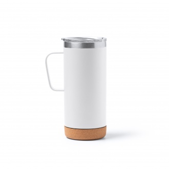 Beyron - Double wall metal glass with cork bottom and transparent safety lid. Capacity: 600 ml. 