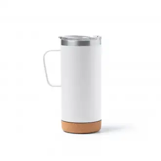 BEYRON - Kubek termiczny ze stali nierdzewnej z recyklingu z korkową podstawą, 600ml