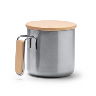 Rimor - Mug made of recycled stainless steel with bamboo details.