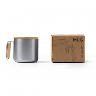 Rimor - Mug made of recycled stainless steel with bamboo details.