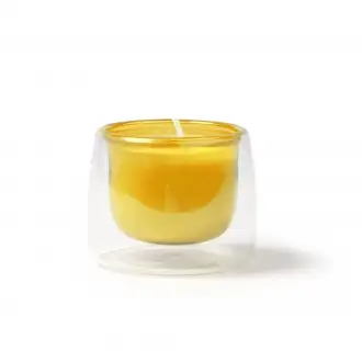 Flora - Aromatyczna świeca o zapachu wanilii w dwuwarstwowym, szklanym pojemniku.