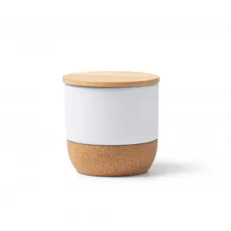 Silken - Aromatyczna świeca z ceramiczną miską, podstawą z korka i bambusową pokrywką. Wosk roślinny o aromacie wanilii.