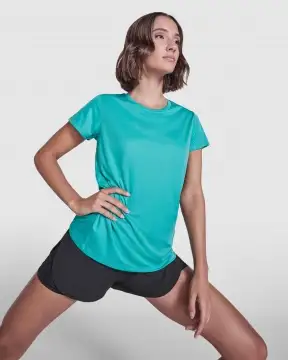 ESTORIL WOMAN - Damska sportowa koszulka techniczna z krótkim rękawem. Poliester z recyklingu, 125 g/m².
