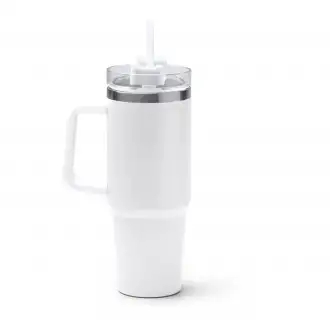 KRANSTON - Kubek termiczny 870ml ze stali nierdzewnej, pokrywka ze słomką