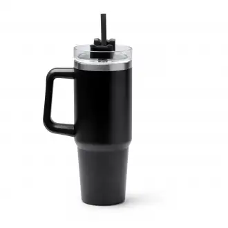 KRANSTON - Kubek termiczny 870ml ze stali nierdzewnej, pokrywka ze słomką