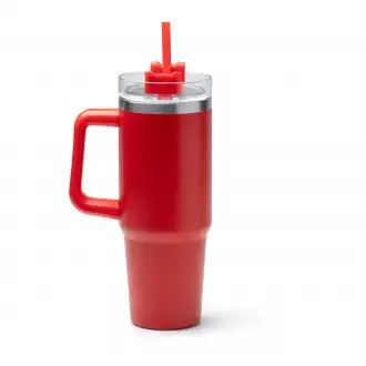KRANSTON - Kubek termiczny 870ml ze stali nierdzewnej, pokrywka ze słomką