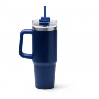 KRANSTON - Kubek termiczny 870ml ze stali nierdzewnej, pokrywka ze słomką