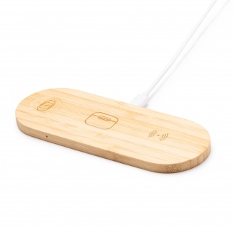  Fergus - Charging station (15 W) 3-in-1, made of bamboo, for charging of smartphones, smartwatches and wireless headphones.