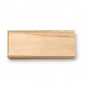 Ludus - 2 sets of games, a deck of cards made from recycled cardboard and wooden domino dice, packaged in a wooden box.
