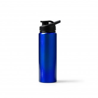 Raiden - Recycled aluminum bottle with metallic finish. Equipped with a safety cap and a practical carrying handle.