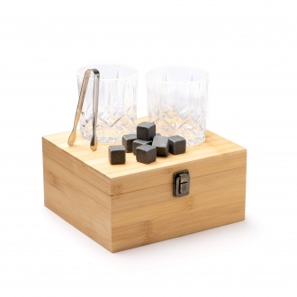 Danys - Whiskey set including 2 320ml glasses and 8 reusable cooling cubes made of natural stone.