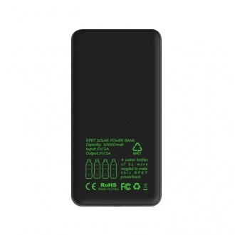 SOLAR BOTTLE - Powerbank z panelem solarnym, wykonany z materiału RPET