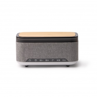 MORNIX - Bezprzewodowy głośnik z zegarem i lampą, obudowa z bambusa i RPET.