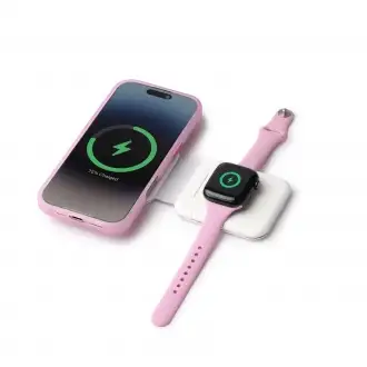 LAREDO - Składana ładowarka bezprzewodowa do smartfonów, słuchawek bezprzewodowych i smartwatchy z kablem w zestawie.