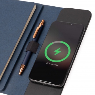 SABIX - Wielofunkcyjna teczka z RPET z wbudowanym powerbankiem bezprzewodowym.