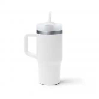 GOTEX - Kubek termiczny (400ml) ze stali nierdzewnej pochodzącej z recyklingu ze słomką i uchwytem