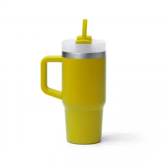 GOTEX - Kubek termiczny (400ml) ze stali nierdzewnej pochodzącej z recyklingu ze słomką i uchwytem