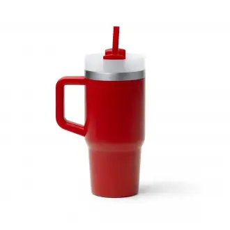 GOTEX - Kubek termiczny (400ml) ze stali nierdzewnej pochodzącej z recyklingu ze słomką i uchwytem