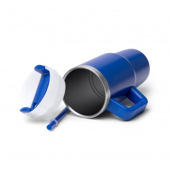 GOTEX - Kubek termiczny (400ml) ze stali nierdzewnej pochodzącej z recyklingu ze słomką i uchwytem