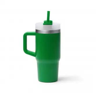 GOTEX - Kubek termiczny (400ml) ze stali nierdzewnej pochodzącej z recyklingu ze słomką i uchwytem