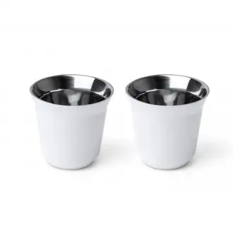 BOLUTO - Zestaw 2 filiżanek do kawy (80ml) wykonanych ze stali nierdzewnej z recyklingu
