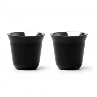 BOLUTO - Zestaw 2 filiżanek do kawy (80ml) wykonanych ze stali nierdzewnej z recyklingu