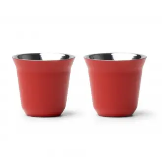 BOLUTO - Zestaw 2 filiżanek do kawy (80ml) wykonanych ze stali nierdzewnej z recyklingu
