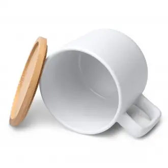 MOLOK - Kubek ceramiczny (350ml) z bambusową pokrywką