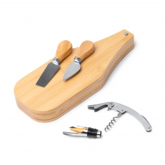 GAUDA - Zestaw do wina i sera z bambusa i stali nierdzewnej
