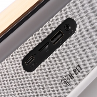 MORNIX - Bezprzewodowy głośnik z zegarem i lampą, obudowa z bambusa i RPET.