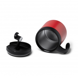 Vake - Kubek ze stali nierdzewnej 304 pochodzącej z recyklingu z podwójnymi ściankami z odkręcaną pokrywką i uchwytem. Pojemność: 350 ml.