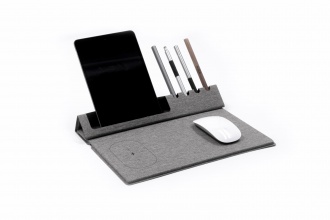 Evopad Charge Eco - Podkładka po mysz z ładowarką bezprzewodową & stojak na telefon wykonana z materiału RPET
