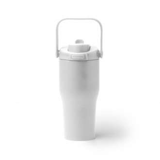 MAPET - Kubek termiczny ze stali nierdzewnej z recyklingu ze słomką i uchwytem, 550ml