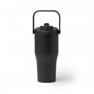 MAPET - Kubek termiczny ze stali nierdzewnej z recyklingu ze słomką i uchwytem, 550ml