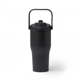 MAPET - Kubek termiczny ze stali nierdzewnej z recyklingu ze słomką i uchwytem, 550ml